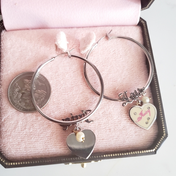 SALE 🥰😀 Juicy Couture Hoop Earrings Silver Tone - Picture 5 of 8